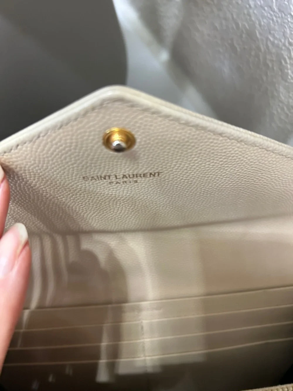 YSL Cassandre Beige Quilted Leather Wallet-on-Chain with Gold YSL Hardware - Picture 6 of 10